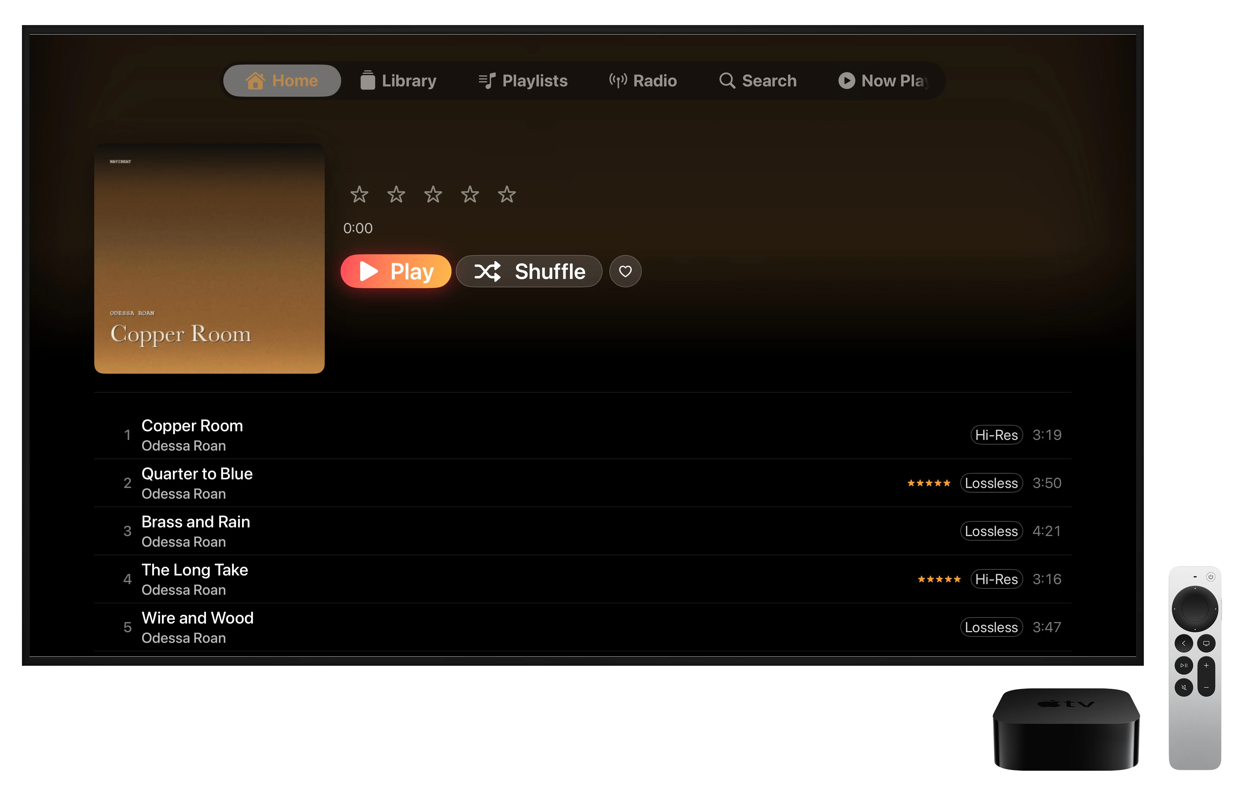 NaviBeat Album detail and track list on Apple TV