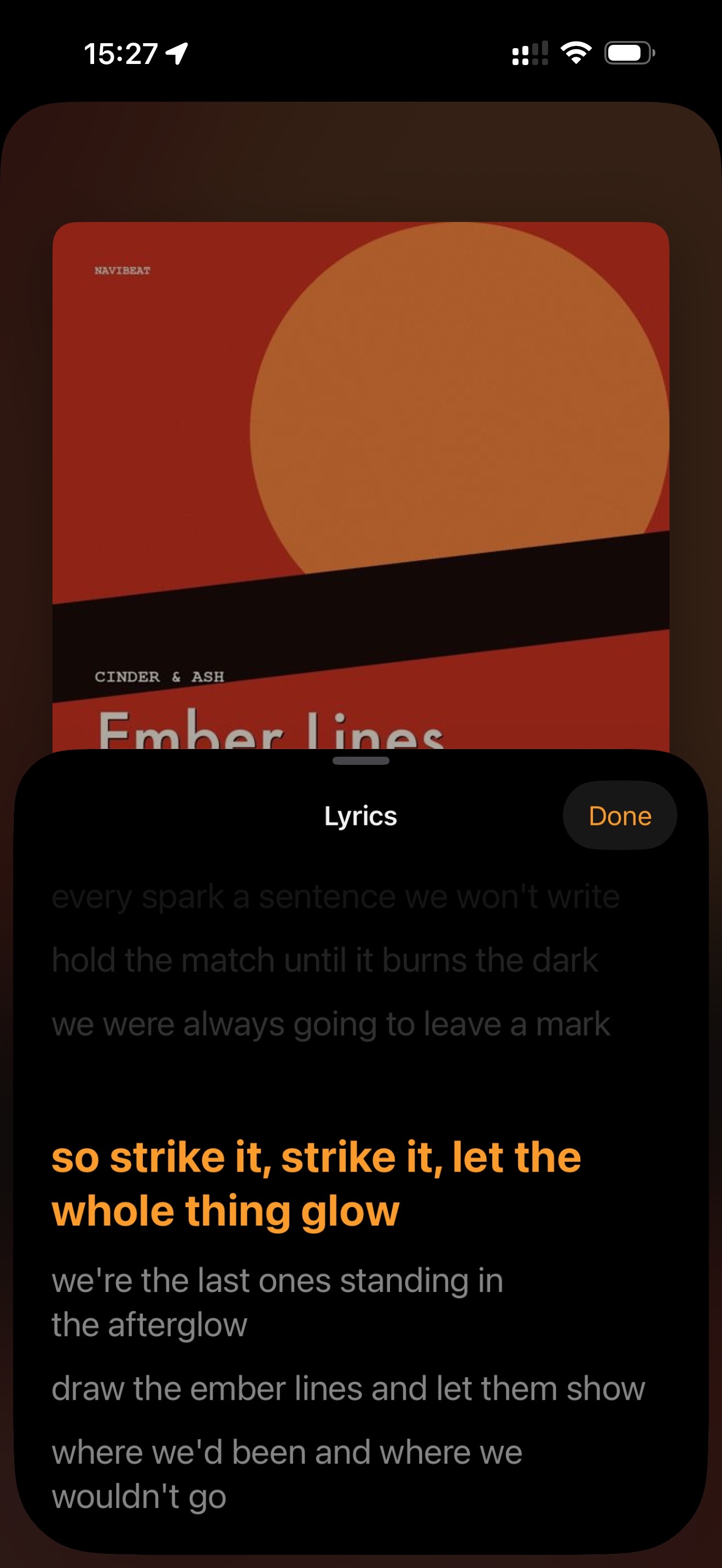 NaviBeat iPhone lyrics view