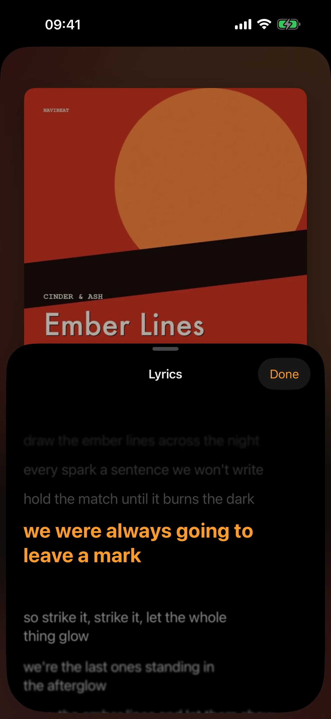 NaviBeat iPhone lyrics view