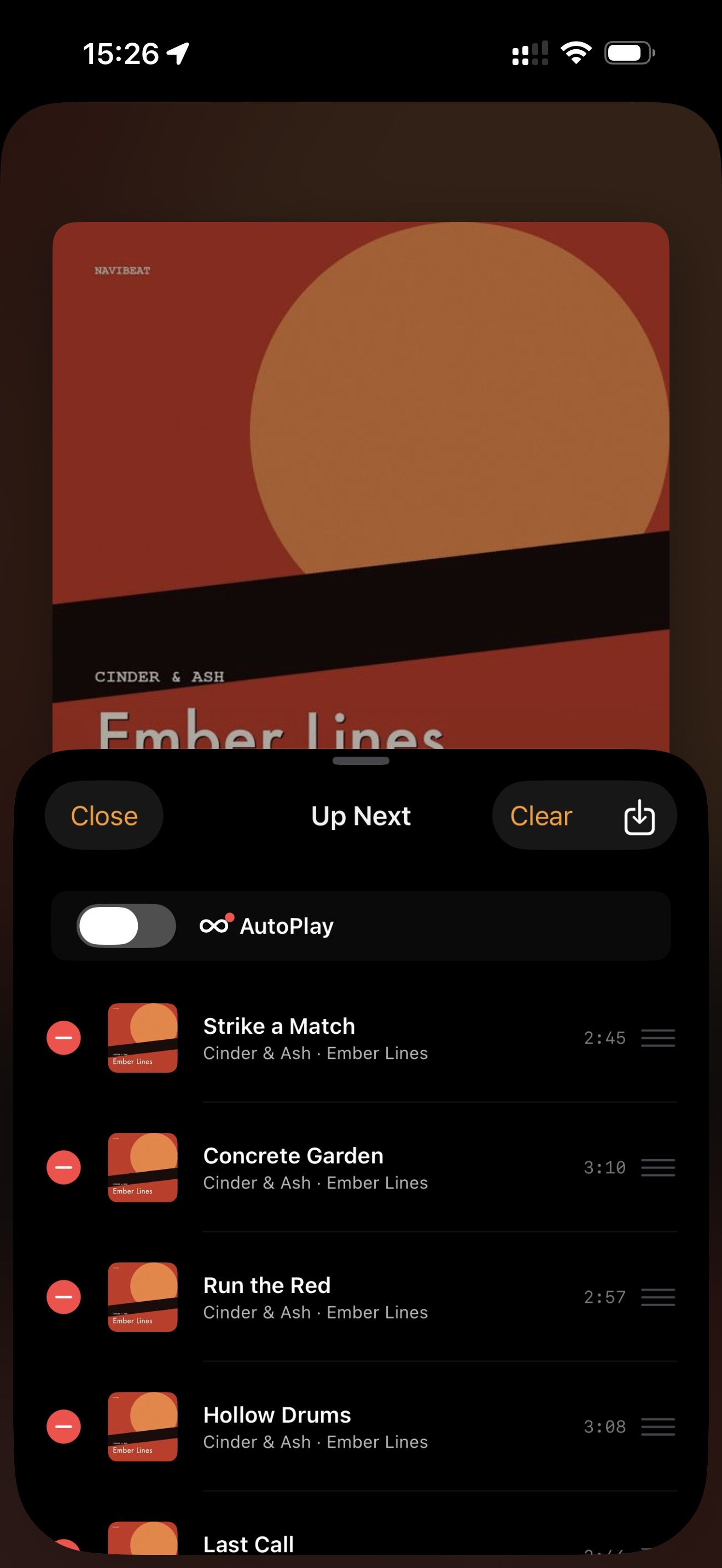 NaviBeat iPhone Up Next queue