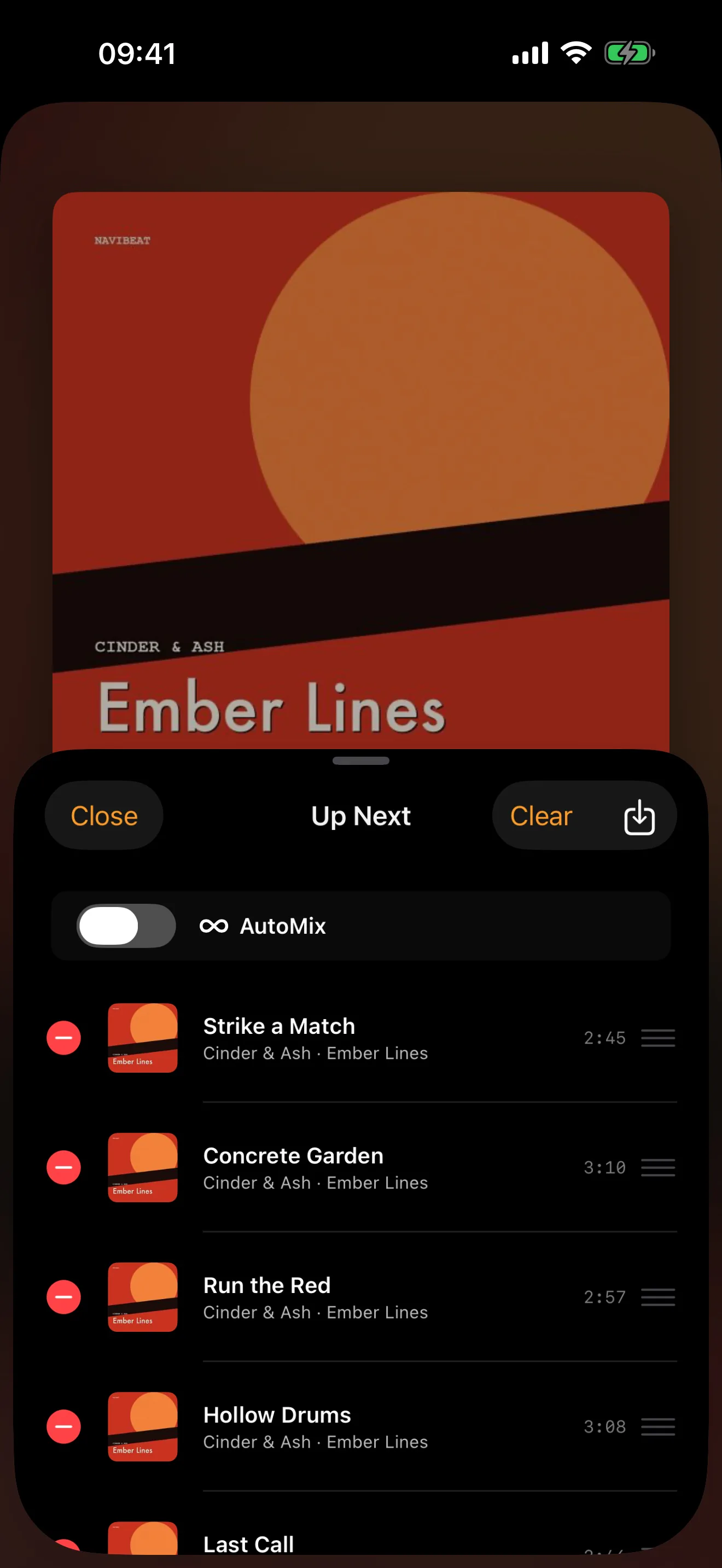 NaviBeat iPhone Up Next queue