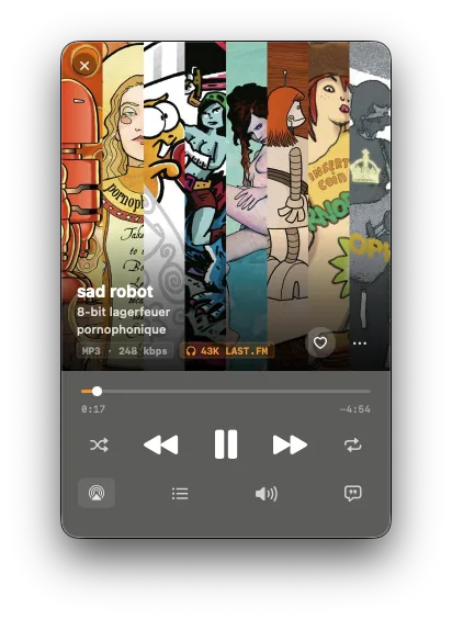 NaviBeat Mac Mini Player, pin on top of any window