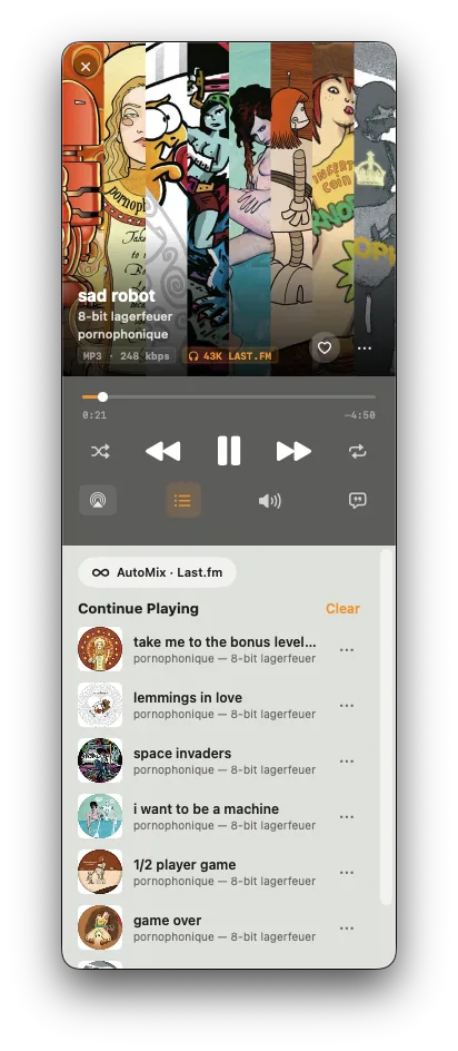 NaviBeat Mac Up Next queue